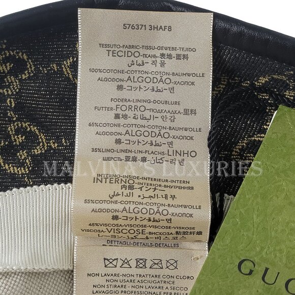 GUCCI HAT GG LOGO MONOGRAM JACQUARD BLACK w LEATHER TRIM BUCKET UNISEX - Picture 15 of 16